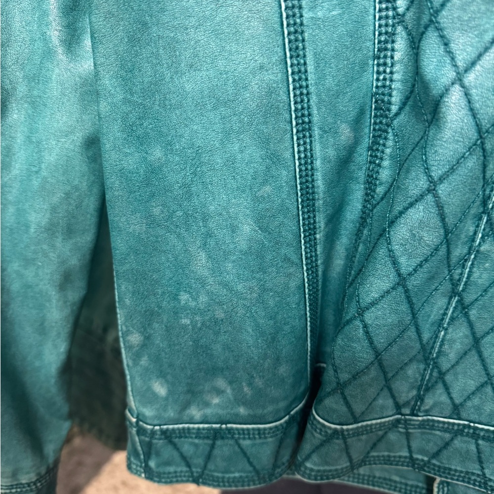 Blanc Noir Teal Leather Jacket - Picture 5 of 6